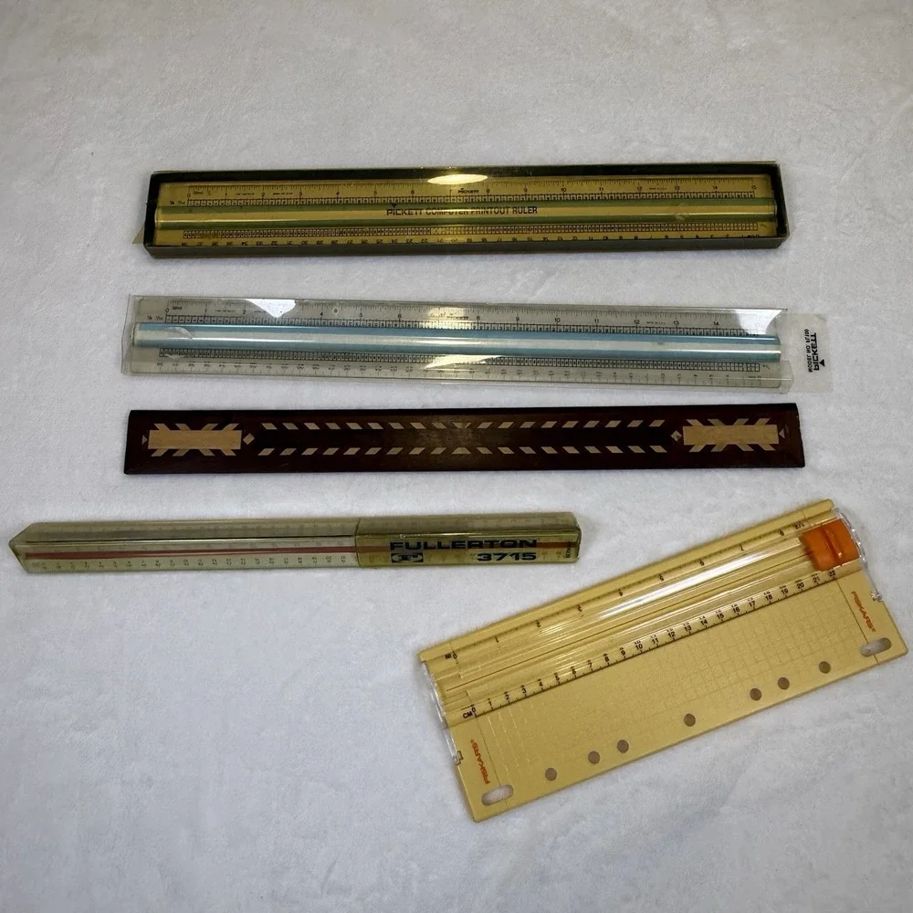 Vintage Drafting Ruler Lot Pickett Fullerton 3715 Fiskars Engineer Architect